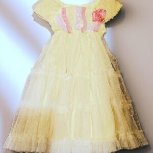 Jona Michelle Yellow & Pink Empire Waist Princess Dress Size 2T